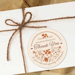 Elegante rustieke Boho Brown Herfst Bloemen Ronde Sticker