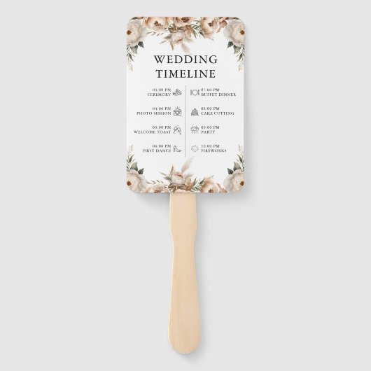 Elegante rustieke Boho bruiloft programma Handwaaier (Achterkant)