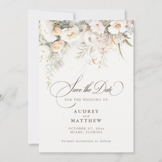 Elegante rustieke Boho Floral Wedding Save the Dat Date (Voorkant)