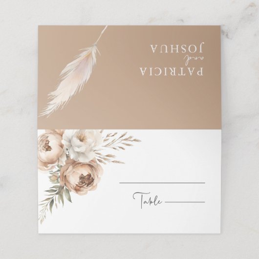 Elegante Rustieke Boho Gevouwen Trouwplaatskaart Plaatskaartje (Buitenkant ongevouwen)