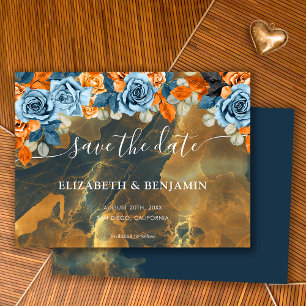 Elegante Rustieke Boho Goud Navy En Roest Huwelijk Save The Date