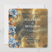 Elegante rustieke Boho gouden marine en roest brui Kaart (Voorkant)