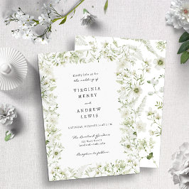 Elegante Rustieke Boho Groene Huwelijk Kaart