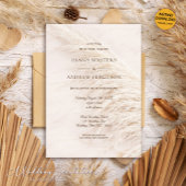 Elegante Rustieke Boho Pampas Gras Bruiloft Kaart
