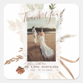 Elegante Rustieke Boho Pampas  Vierkante Sticker