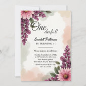 Elegante rustieke Boho Waterverf Bloemen 1e Verjaa Kaart (Voorkant)