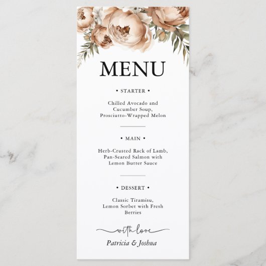 Elegante rustieke Boho Wedding Menu (Voorkant)