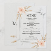 Elegante rustieke Boho Wildflowers bruiloft Menu (Voorkant / Achterkant)