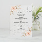 Elegante rustieke Boho Wildflowers bruiloft Menu (Staand voorkant)
