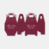 Elegante rustieke bordeaux kanten lampjes bruiloft bedankdoosjes (Uitgevouwen)