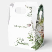 Elegante rustieke bos bladeren kalligrafie gunst b bedankdoosjes (Geopend)