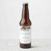 Elegante rustieke bos bloemen pinecones bruiloft bier etiket (Voorkant)