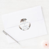 Elegante rustieke bos bloemen pinecones bruiloft ronde sticker (Envelop)