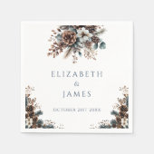 Elegante rustieke bos bloemen pinecones bruiloft servet (Voorkant)