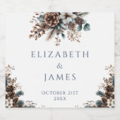 Elegante rustieke bos bloemen pinecones bruiloft sparkling wijnetiket (Enkel label)