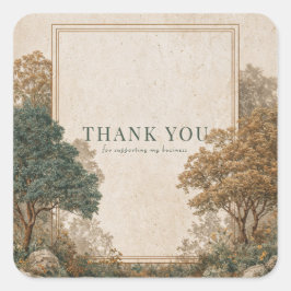 Elegante Rustieke Bos Vintage Boom Gouden Lijst Vierkante Sticker