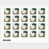 Elegante Rustieke Bos Wilde Bloem Gouden Lijst Vierkante Sticker (Vel)