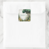 Elegante Rustieke Bos Wilde Bloem Gouden Lijst Vierkante Sticker (Tas)