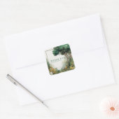 Elegante Rustieke Bos Wilde Bloem Gouden Lijst Vierkante Sticker (Envelop)
