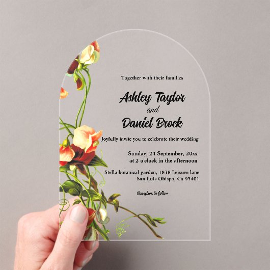 Elegante rustieke botanische bloemen bloemenbruilo acryl uitnodigingen (Insitu (Draagbaar))