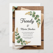Elegante rustieke botanische bruiloft uitnodiging (Voorkant / Achterkant)
