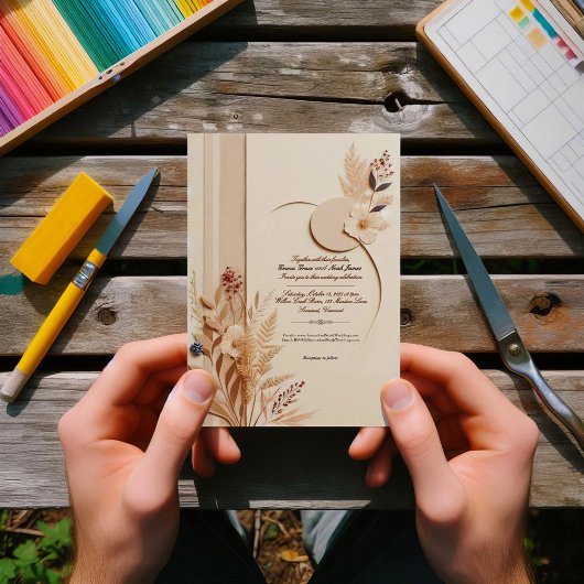 Elegante rustieke botanische bruiloft uitnodiging