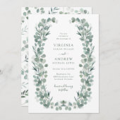 Elegante rustieke botanische eucalyptus bruiloft kaart (Voorkant / Achterkant)