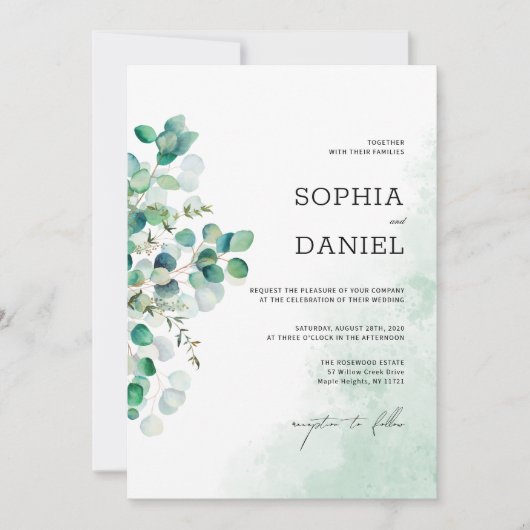 Elegante rustieke botanische eucalyptus verlaat br kaart (Voorkant)