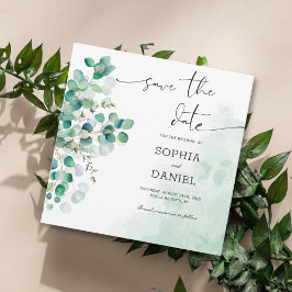 Elegante Rustieke Botanische Eucalyptusbladeren Save The Date