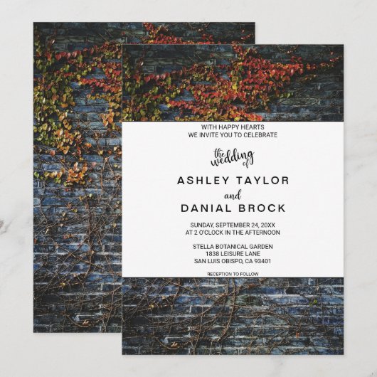 Elegante rustieke botanische Herfst bloemenbruilof Kaart (Voorkant / Achterkant)