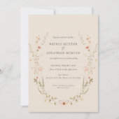 Elegante rustieke botanische kalligrafie bruiloft kaart (Voorkant)
