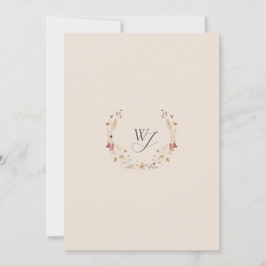 Elegante rustieke botanische kalligrafie bruiloft kaart (Achterkant)