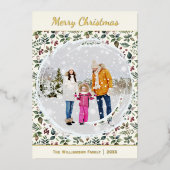 Elegante rustieke botanische kerst folie feestdagenkaart (Voorkant)