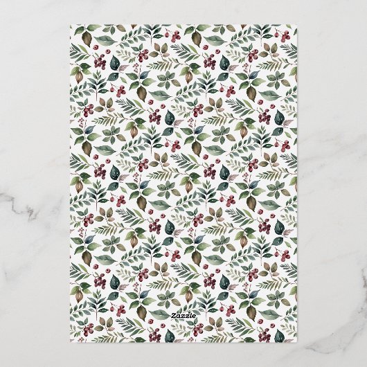 Elegante rustieke botanische kerst folie feestdagenkaart (Achterkant)