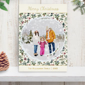 Elegante rustieke botanische kerst folie feestdagenkaart