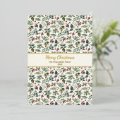Elegante rustieke botanische  kerst folie feestdagenkaart (Staand Voorkant)