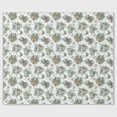 Elegante Rustieke Botanische Kerstmis Cadeaupapier (Vlak)