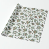 Elegante Rustieke Botanische Kerstmis Cadeaupapier (Uitgerold)