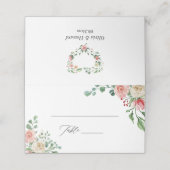 Elegante rustieke botanische Roos bloemenbruiloft Plaatskaartje (Buitenkant ongevouwen)