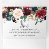 Elegante rustieke Bourgondische bruiloft Drieluik Uitnodiging (Binnenzijde eerst)