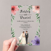 Elegante rustieke bruid en bruidegom zomer bloemen acryl uitnodigingen (Insitu (Draagbaar))