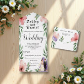 Elegante rustieke bruid en bruidegom zomer bloemen all in one uitnodiging