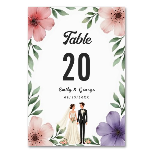 Elegante rustieke bruid en bruidegom zomer bloemen kaart (Achterkant)