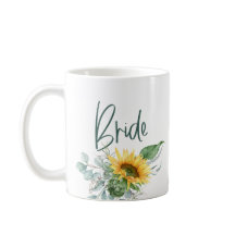 Elegante rustieke bruid zonnebloem eucalyptus brui