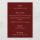 Elegante rustieke bruiloft menu (Achterkant)
