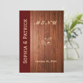 Elegante rustieke bruiloft menu (Staand voorkant)