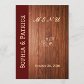 Elegante rustieke bruiloft menu (Voorkant)