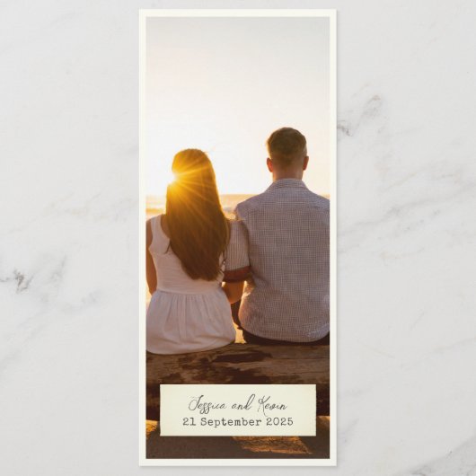 Elegante rustieke bruiloft menu met foto (Voorkant)