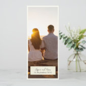 Elegante rustieke bruiloft menu met foto (Staand voorkant)