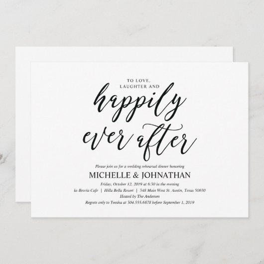 Elegante rustieke bruiloft repetitie diner nodigt kaart (Voorkant / Achterkant)